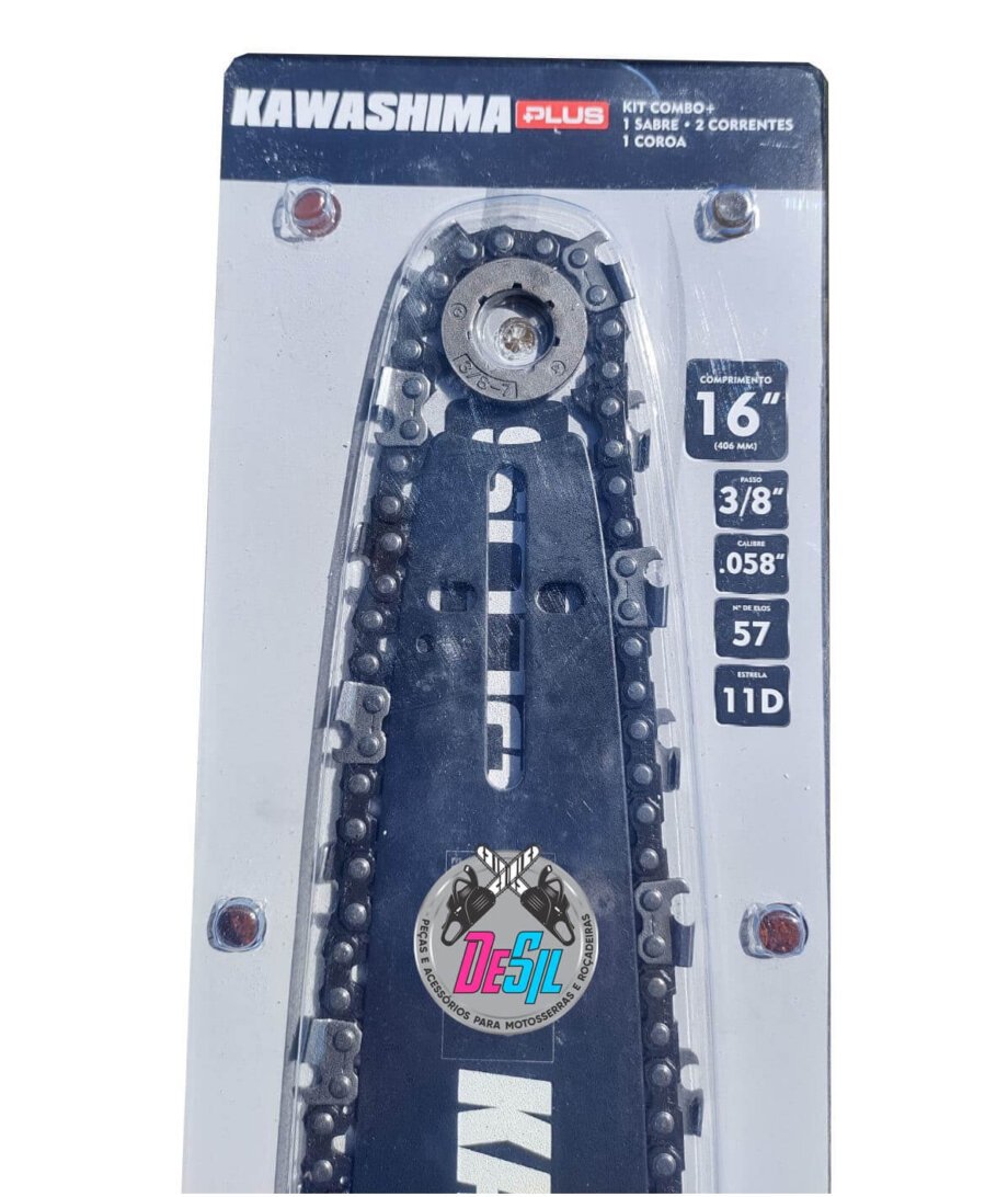 Combo / Kit Sabre com 02 Corentes e Coroa para Motosserras Tekna / Kawashima de 57 ELos - 16"