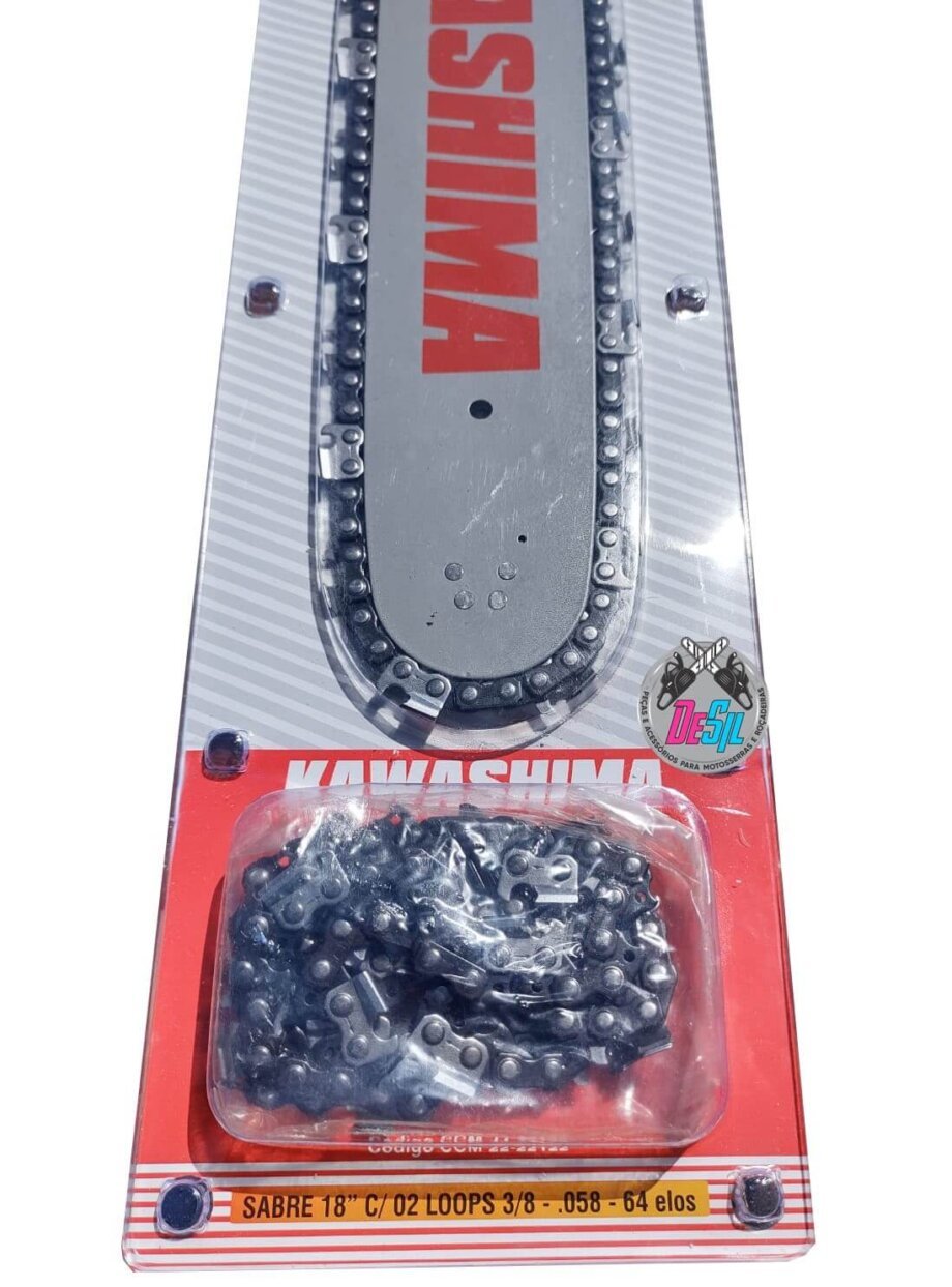 Combo / Kit Sabre com 02 Corentes e Coroa para Motosserras Tekna / Toyama de 64 ELos - 18"