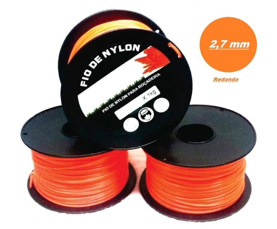 Fio de Nylon Para Roçadeira 2,7 mm Redondo - Rolo de 1 Kg