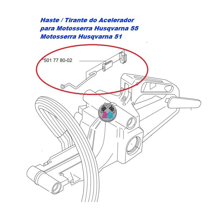 Tirante do Acelerador para Motosserra Husqvarna 55 Husqvarna 51 - Original Tirante do Acelerador para Motosserra Husqvarna 55 Husqvarna 51 - Original