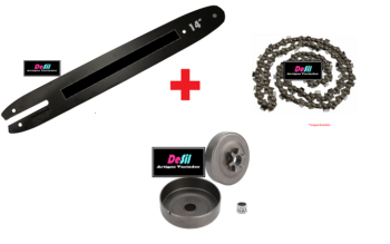 Kit Sabre + Corrente + Pinhão c/ Rolamento para Motosserras Stihl MS 180 - 25 Dentes.