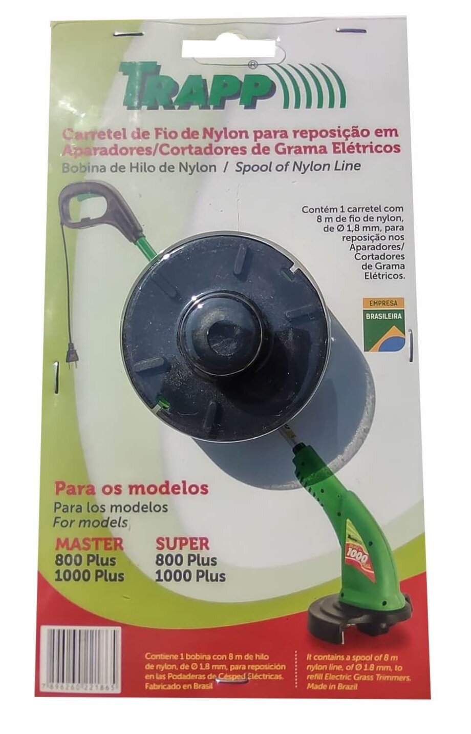 Carretel Completo Aparador de Grama Trapp Master 800 Plus