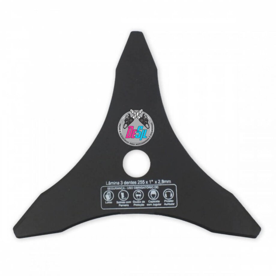 Lâmina 3 Pontas para Roçadeiras - Furo 25,4 x 255 x 2,9 mm