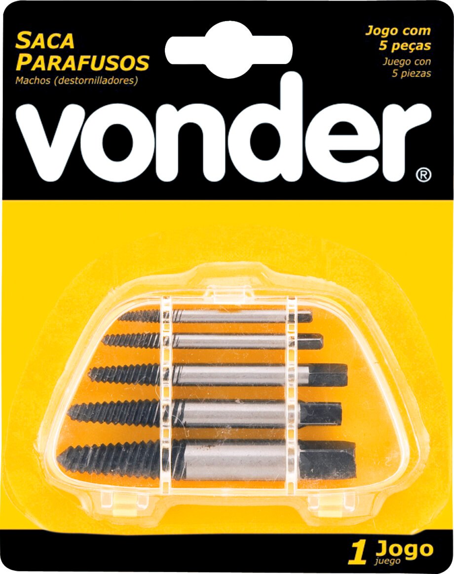 Kit Extrator Saca-Parafusos - Jogo com 5 Peças
