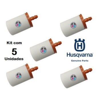 Kit com 5 Filtro de Combustível para Motosserra Roçadeira Soprador