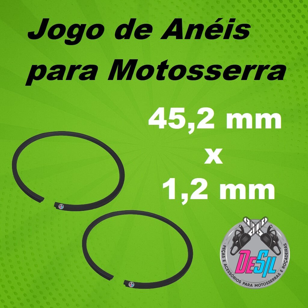 Jogo de Anéis Para Motosserra de 45,2 mm x 1,2 mm Jogo de Anéis Para Motosserra de 45,2 mm x 1,2 mm