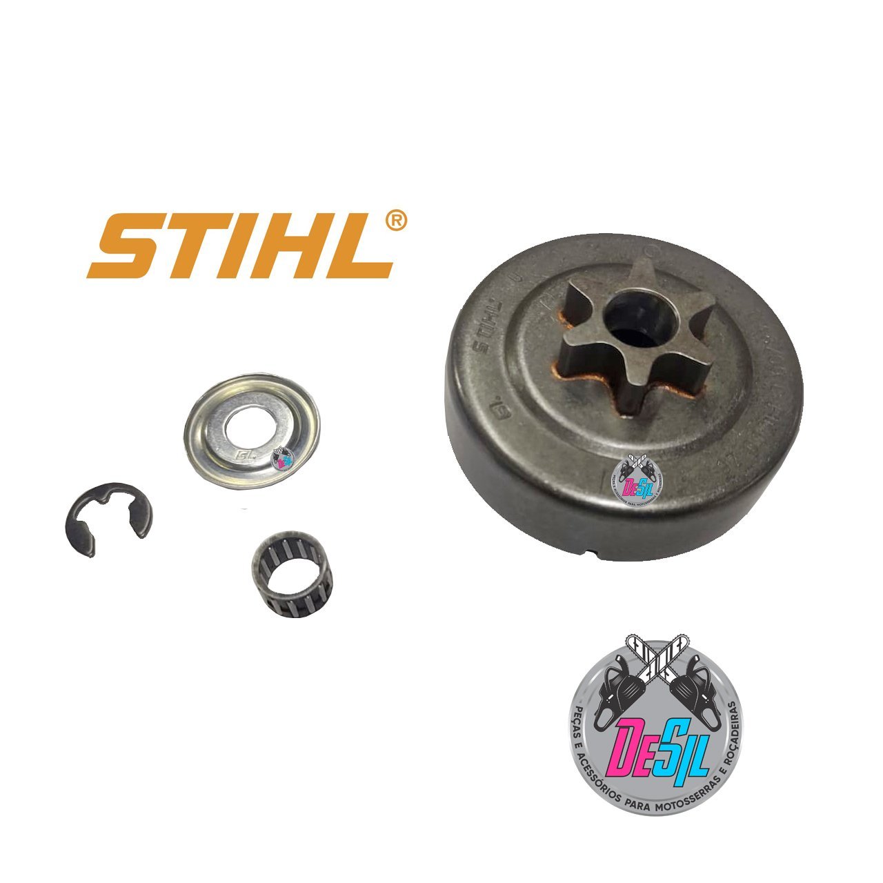 Pinhão para Motosserra Stihl MS 162 MS 172 MS 182 MS 212 com Gaiola e Arruelas - Original Pinhão para Motosserra Stihl MS 162 MS 172 MS 182 MS 212 com Gaiola e Arruelas - Original