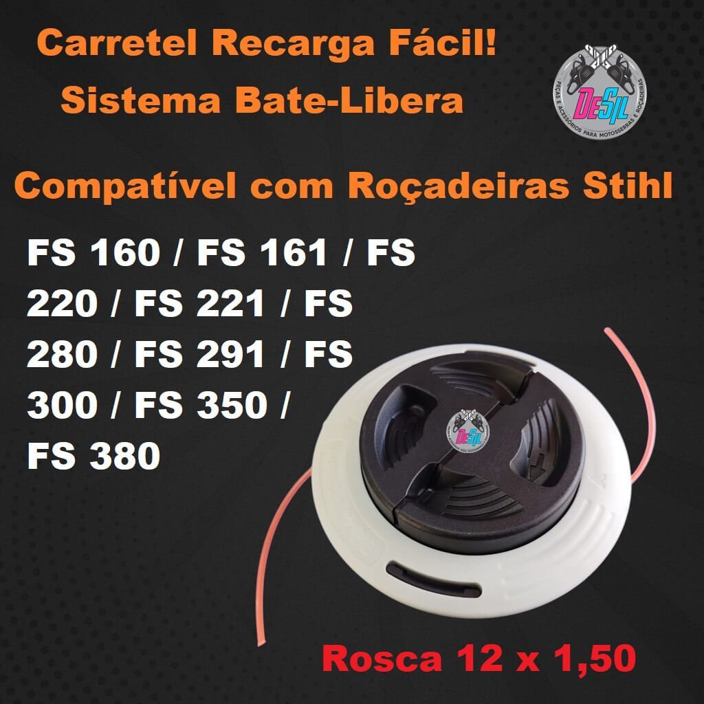 Carretel Recarga Fácil para Roçadeira Stihl FS 160 161 220 221 300 350 - M12 x 1,5 Carretel Recarga Fácil para Roçadeira Stihl FS 160 161 220 221 300 350 - M12 x 1,5