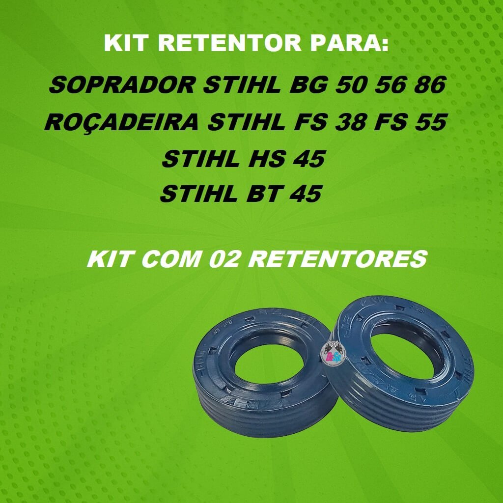 Kit Retentor para Soprador Stihl BG 50 56 86 Roçadeira FS 38 55 HS 45 BT 45 - Original Kit Retentor para Soprador Stihl BG 50 56 86 Roçadeira FS 38 55 HS 45 BT 45 - Original